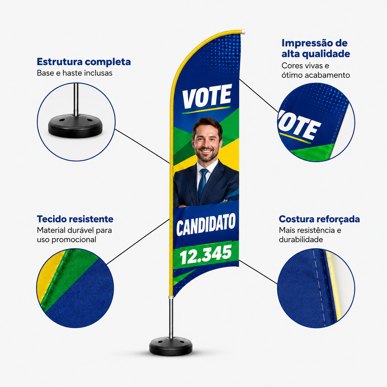 Modelos e vantagens do Wind Banner para campanha
